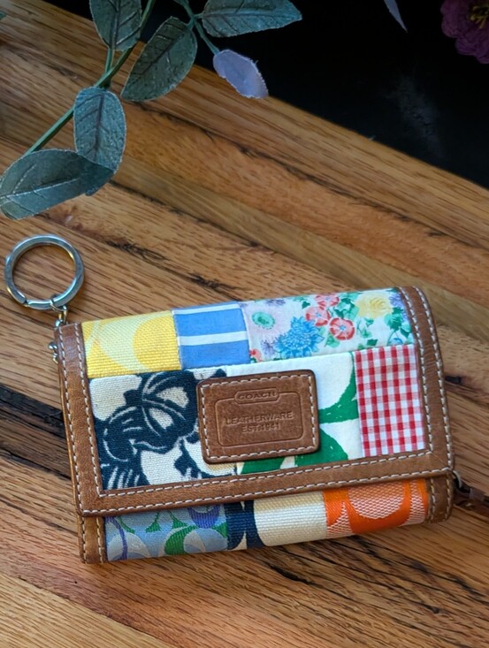 Coach Handbags - Coach Patchwork Multicolor Key Wallet